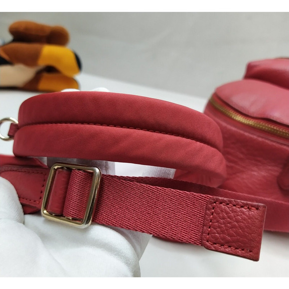 Coach Mini Charlie Red Pebbled Leather Front Pocket Zipper Closure Backpack - Picture 7 of 16